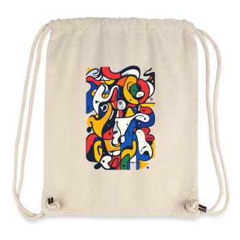 Motifs d’œuvres abstraites en mosaïque de lignes colorées - Sac à cordon recyclé Stanley/Stella - blanc naturel - Devant
