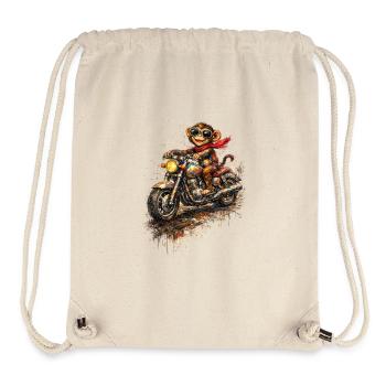 Affe auf bunter Motorradfahrt - Stanley/Stella recycelter Gym Bag - Naturweiß - Vorne