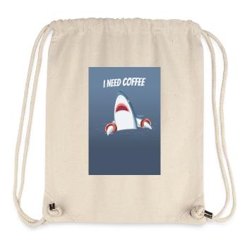 I Need Coffee Funny Shark Design - Stanley/Stella recycelter Gym Bag - Naturweiß - Vorne