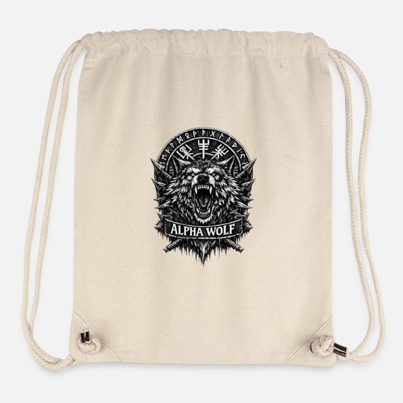 Blason runique de l’Alpha Wolf - Sac à cordon recyclé Stanley/Stella - blanc naturel