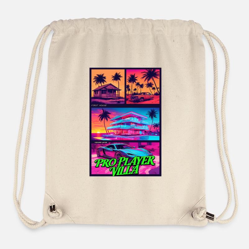 PROFISPIELER VILLA - Neon Synthwave Gaming Art - Stanley/Stella recycelter Gym Bag - Naturweiß