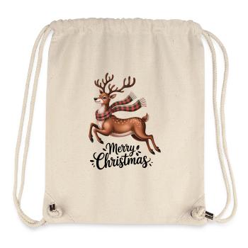 Winterhirsch mit kariertem Schal - Stanley/Stella recycelter Gym Bag - Naturweiß - Vorne