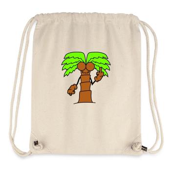Drôle de palmier maléfique montrant un doigt d’honneur en colère bande dessinée - Sac à cordon recyclé Stanley/Stella - blanc naturel - Devant