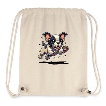 Französische Bulldogge Welpe springt - Stanley/Stella recycelter Gym Bag - Naturweiß - Vorne