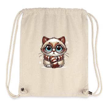 Chat d’hiver - Sac à cordon recyclé Stanley/Stella - blanc naturel - Devant