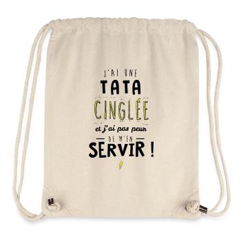 J'ai une tata cinglée et je peux m'en servir - Sac à cordon recyclé Stanley/Stella - blanc naturel - Devant