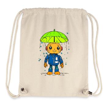 Kleiner Roboter im Regen - Stanley/Stella recycelter Gym Bag - Naturweiß - Vorne