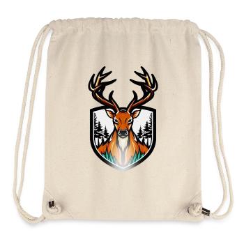Large deer with antlers as logo - Stanley/Stella Recycled Gym Bag - natural - Front
