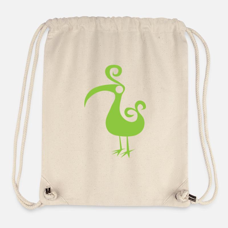 GREENEY Vogel 5 grün green bird design Schnabel - Stanley/Stella recycelter Gym Bag - Naturweiß