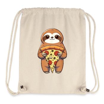 Paresseux tenant une pizza Amateur de gastronomie drôle - Sac à cordon recyclé Stanley/Stella - blanc naturel - Devant