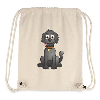 Ein fröhlicher schwarzer Hund mit orangefarbenem Halsband - Stanley/Stella recycelter Gym Bag - Naturweiß - Vorne