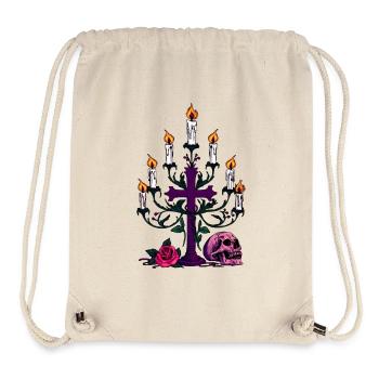 Kerzenständer, Menschenschädel, Rosenblüte - Stanley/Stella recycelter Gym Bag - Naturweiß - Vorne
