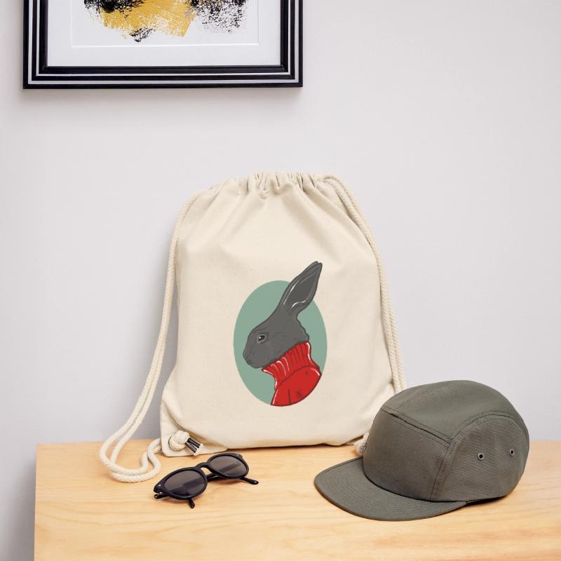 Lapin avec un pull rouge Sac à cordon recyclé Stanley/Stella