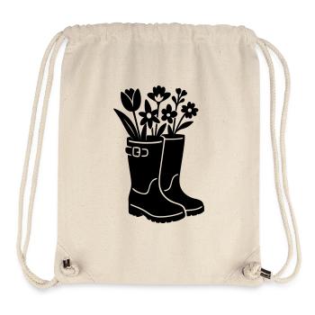 Frühlingsstiefel mit Blumen - Stanley/Stella recycelter Gym Bag - Naturweiß - Vorne