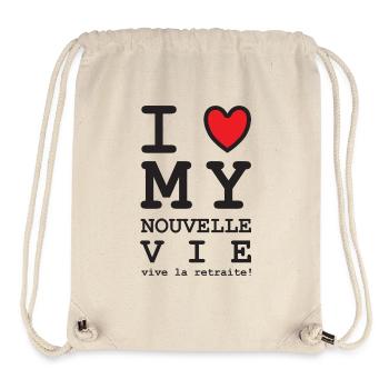 I Love My Nouvelle Vie (texte noir) - Sac à cordon recyclé Stanley/Stella - blanc naturel - Devant
