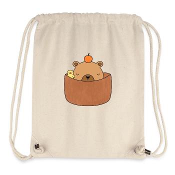 Cute capybara with tangerine in bath with duckling - Stanley/Stella Recycled Gym Bag - natural - Front