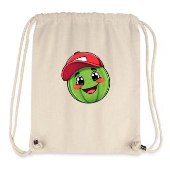 Personnage de pastèque souriant en casquette de baseball rouge - Sac à cordon recyclé Stanley/Stella - blanc naturel - Devant
