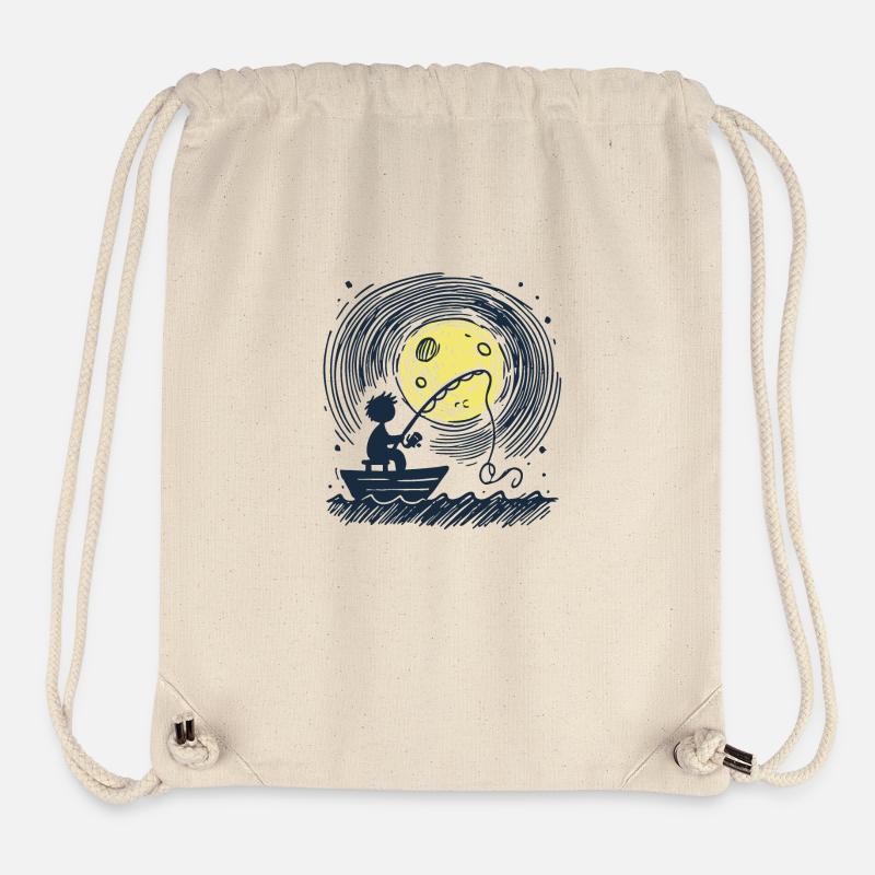 Full Moon Angler Silhouette - Stanley/Stella Recycled Gym Bag - natural