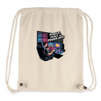 Pixels, Peace & Power-Ups – Gaming-Setup - Stanley/Stella recycelter Gym Bag - Naturweiß - Vorne