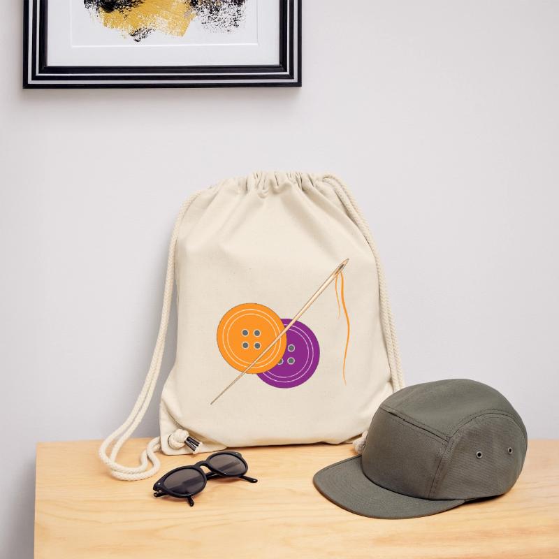 Creative sewing button pattern in vintage style Stanley/Stella Recycled Gym Bag