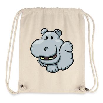 Hippopotame mignon dessin animé - Sac à cordon recyclé Stanley/Stella - blanc naturel - Devant