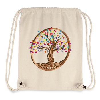 Tree medallion with colorful leaves in wood look - Stanley/Stella Recycled Gym Bag - natural - Front