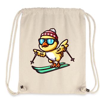 Poussins de poulet sur des skis - Cuter - Sac à cordon recyclé Stanley/Stella - blanc naturel - Devant