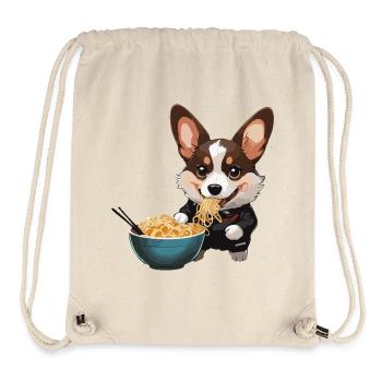 Corgi qui mange des ramens #2 - Sac à cordon recyclé Stanley/Stella - blanc naturel - Devant