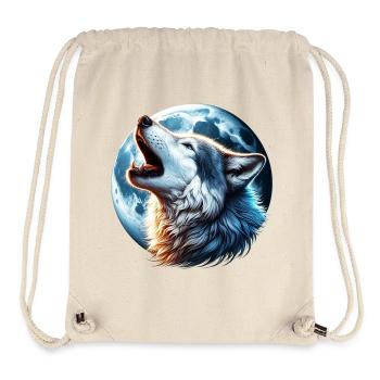 Wolf heult den Vollmond an - Stanley/Stella recycelter Gym Bag - Naturweiß - Vorne