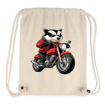 Dachse Motorrad / Motorradfahrer Dachs - Stanley/Stella recycelter Gym Bag - Naturweiß - Vorne