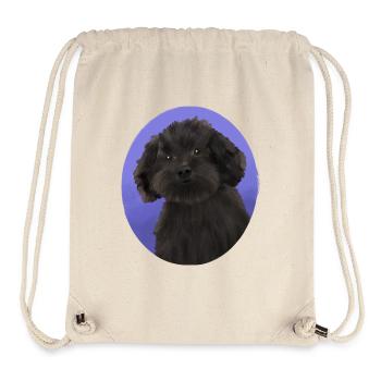 Hund Schwarzer kleiner Pudel - Stanley/Stella recycelter Gym Bag - Naturweiß - Vorne