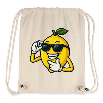Cool Cartoon Citron avec des lunettes de soleil Drôle - Sac à cordon recyclé Stanley/Stella - blanc naturel - Devant