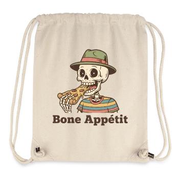 Bone Appétit Skeleton mange de la pizza - Sac à cordon recyclé Stanley/Stella - blanc naturel - Devant