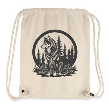 Waldwolf Silhouette im Kreis - Stanley/Stella recycelter Gym Bag - Naturweiß - Vorne