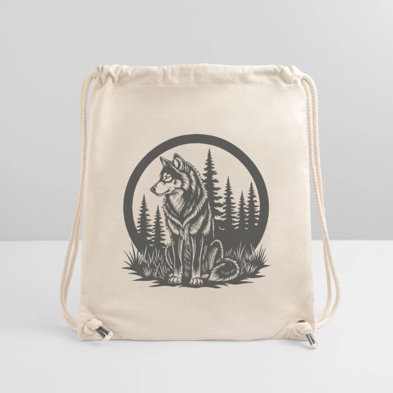 Forest wolf silhouette in a circle Stanley/Stella Recycled Gym Bag