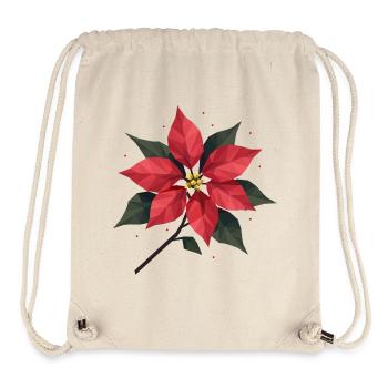 Poinsettia moderne en rouge chaud et vert - Sac à cordon recyclé Stanley/Stella - blanc naturel - Devant