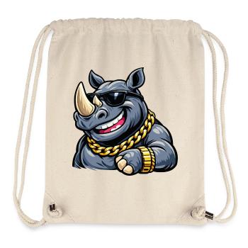 Rhino Streetstyle mit Goldkette - Stanley/Stella recycelter Gym Bag - Naturweiß - Vorne