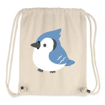 Dessin animé du petit geai bleu - Sac à cordon recyclé Stanley/Stella - blanc naturel - Devant