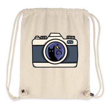 Vintage-Kamera mit schwarzer Katze und Mond - Stanley/Stella recycelter Gym Bag - Naturweiß - Vorne