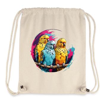 Drei Wellensittiche auf Farbkreis - Stanley/Stella recycelter Gym Bag - Naturweiß - Vorne