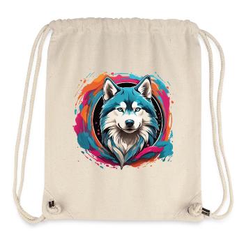 Sibirischer Husky Huskyportrait im Farbkreis - Stanley/Stella recycelter Gym Bag - Naturweiß - Vorne
