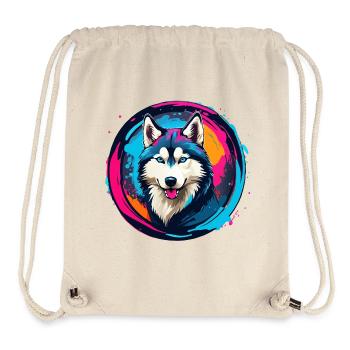 Sibirischer Husky Huskyportrait im Farbkreis - Stanley/Stella recycelter Gym Bag - Naturweiß - Vorne