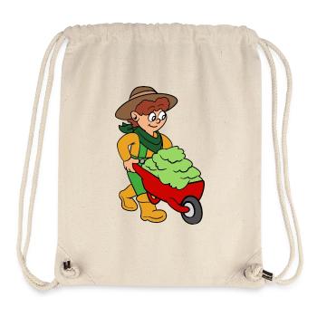 Gärtnerin mit Schubkarre - Stanley/Stella recycelter Gym Bag - Naturweiß - Vorne