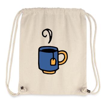 Tasse avec sachet de thé - Sac à cordon recyclé Stanley/Stella - blanc naturel - Devant