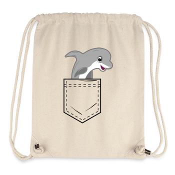 Poche de chemise avec dauphin mignon - Sac à cordon recyclé Stanley/Stella - blanc naturel - Devant