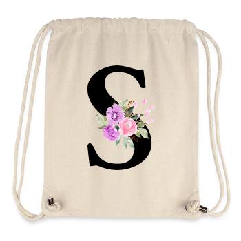 Lila Blumenbuchstabe S - Stanley/Stella recycelter Gym Bag - Naturweiß - Vorne