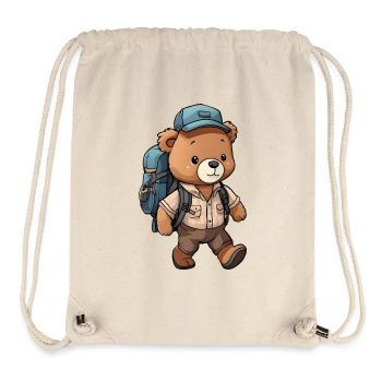 Ours de randonnée kawaii mignon - Sac à cordon recyclé Stanley/Stella - blanc naturel - Devant