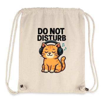 Mode sommeil Cat DJ avec casque - Sac à cordon recyclé Stanley/Stella - blanc naturel - Devant