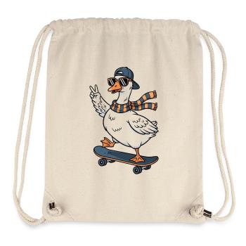 Duck Skateboarder with Duck Scarf Gifts - Stanley/Stella Recycled Gym Bag - natural - Front