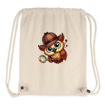 Hibou détective - Sac à cordon recyclé Stanley/Stella - blanc naturel - Devant